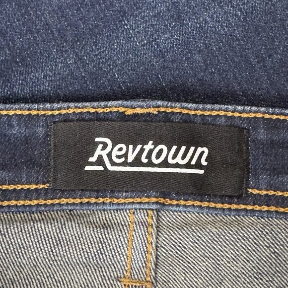Revtown Jeans Mens 36x32 Blue Automatic Relaxed Straight Stretch Dark Wash Denim - Picture 4 of 12